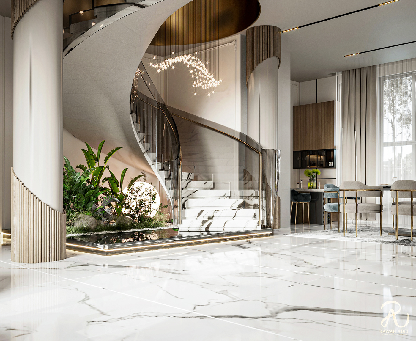 luxury elegant modern reception interior design  architecture visualization Render 3ds max corona