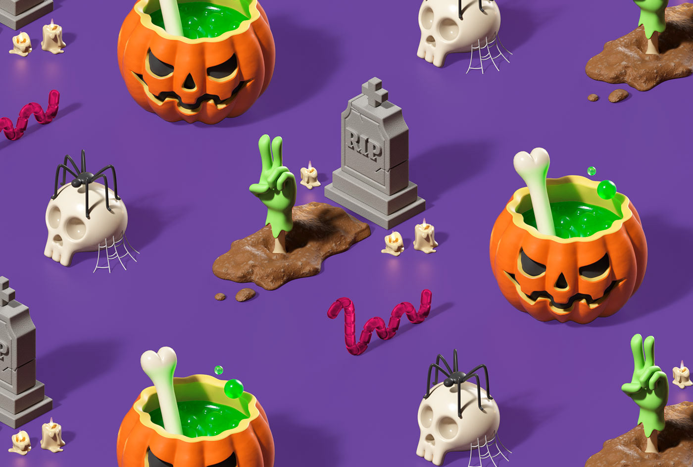 3D 3D Pattern CGI Character design  festival Halloween oktoberfest party pattern pumpkin