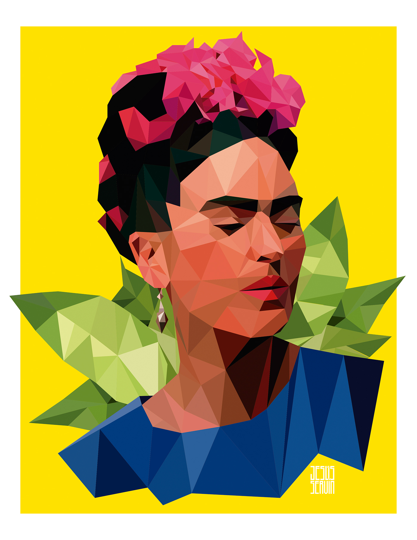 vector portrait polygon frida Frida Kahlo TRIANGULE Mexican geometric cubic Low Poly