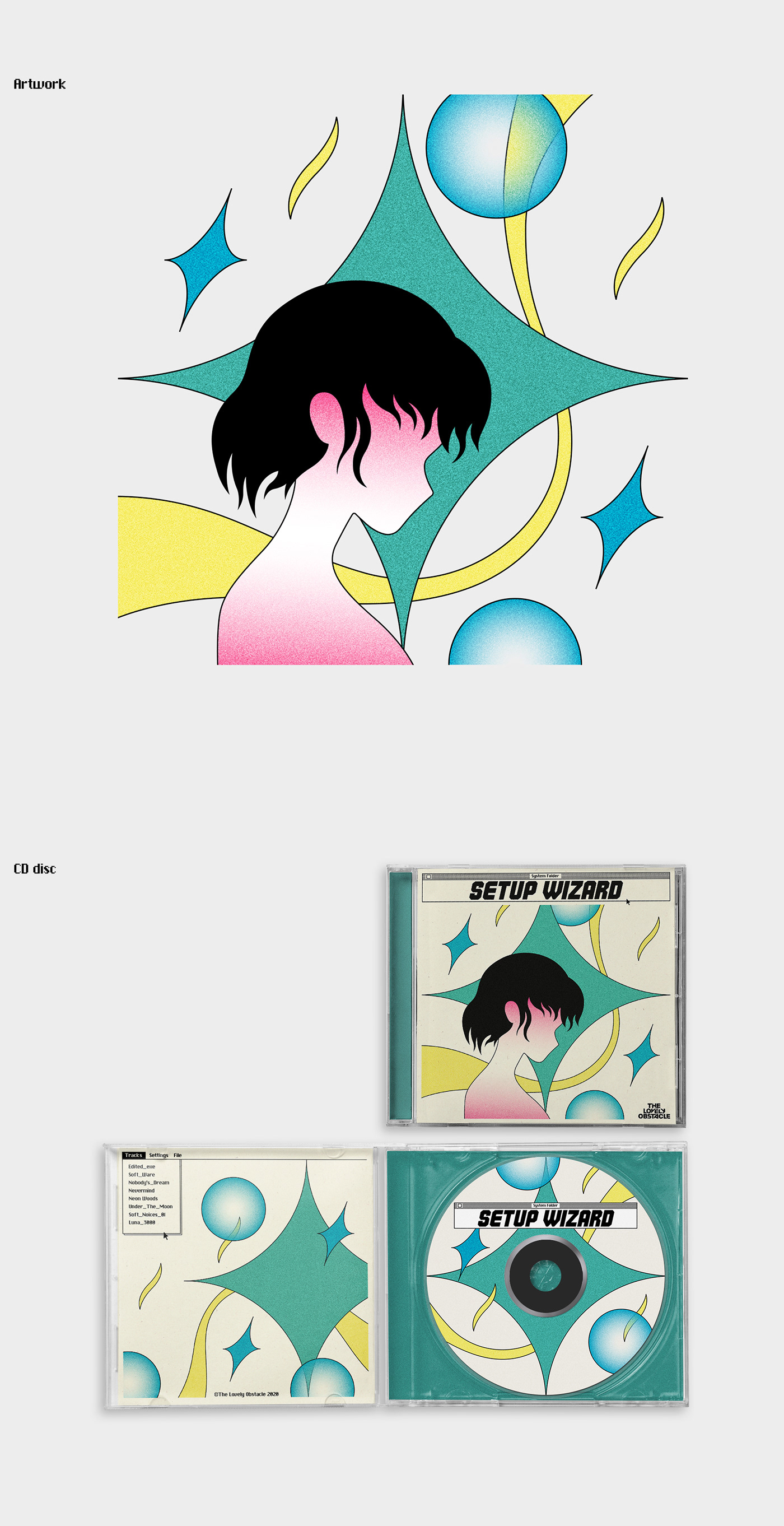 Album anime cd ILLUSTRATION  mac Macintosh retrowave vaporwave vebpunk vector