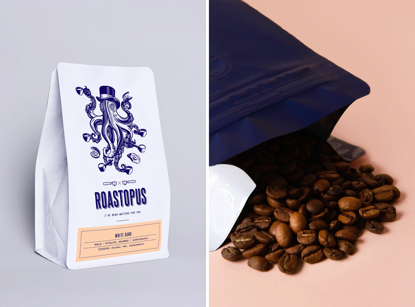 Coffee Design roastery design coffee package logo Illustrated Logo Business card design octopus Webdesign