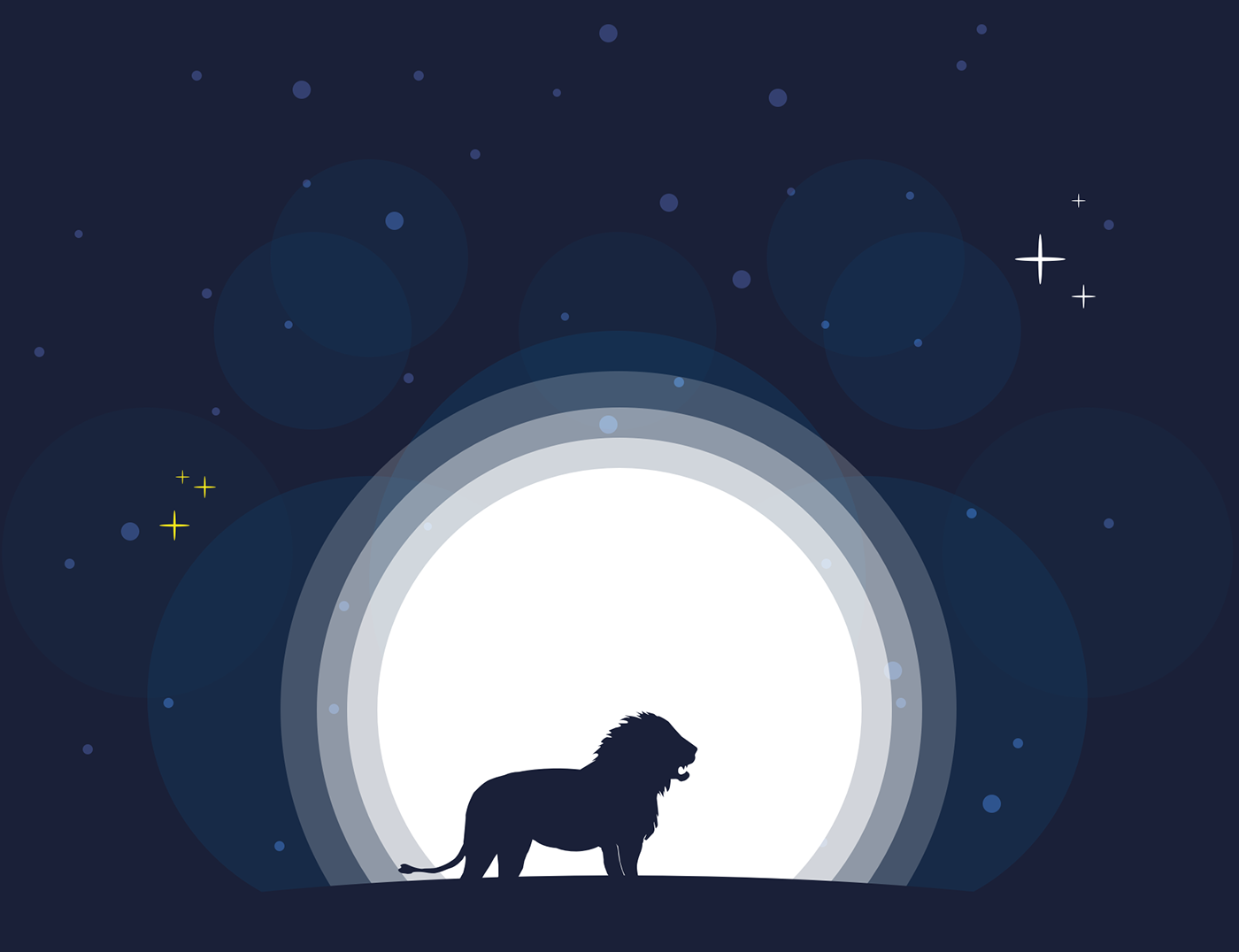 lion moon ILLUSTRATION  sketch app sketch graphic animal blue stars flat