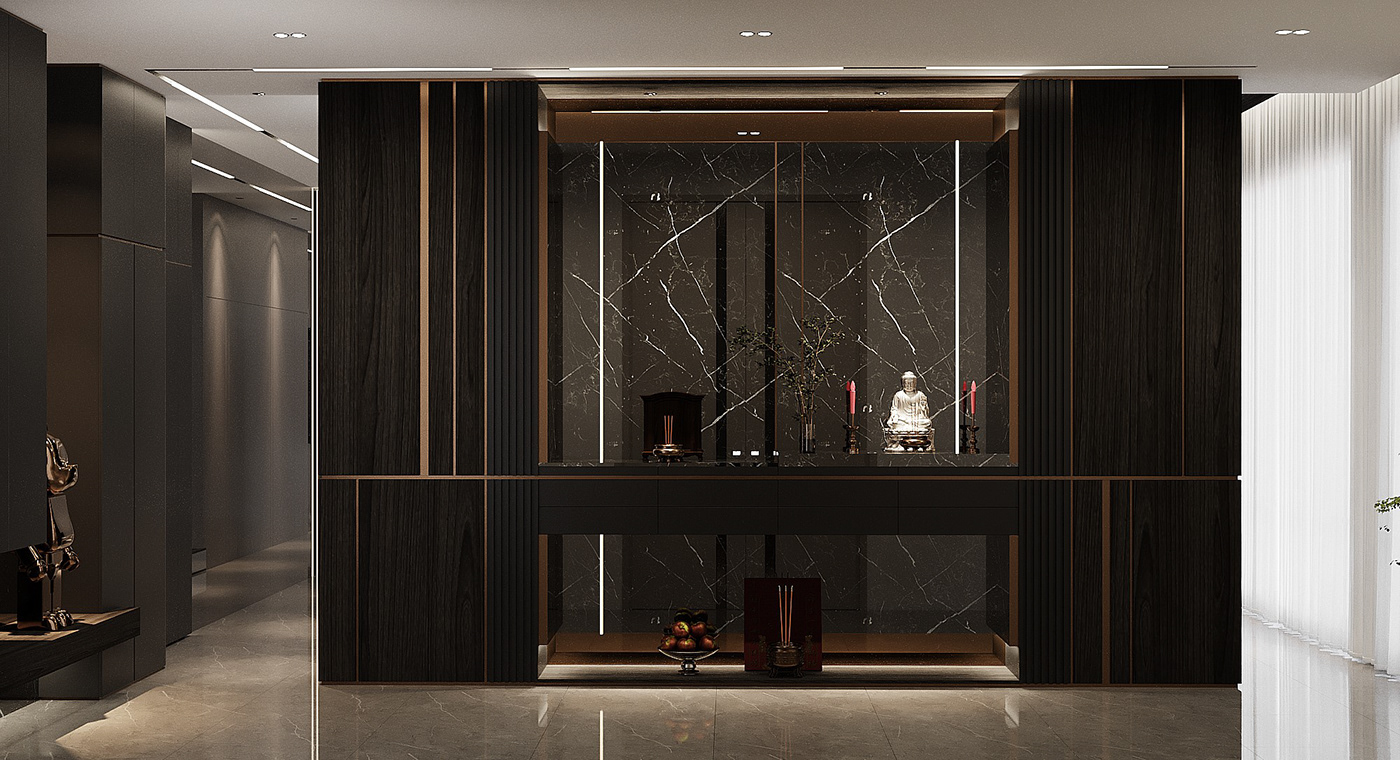 Interior design interior design  residential visualization Render 3D modern darktone