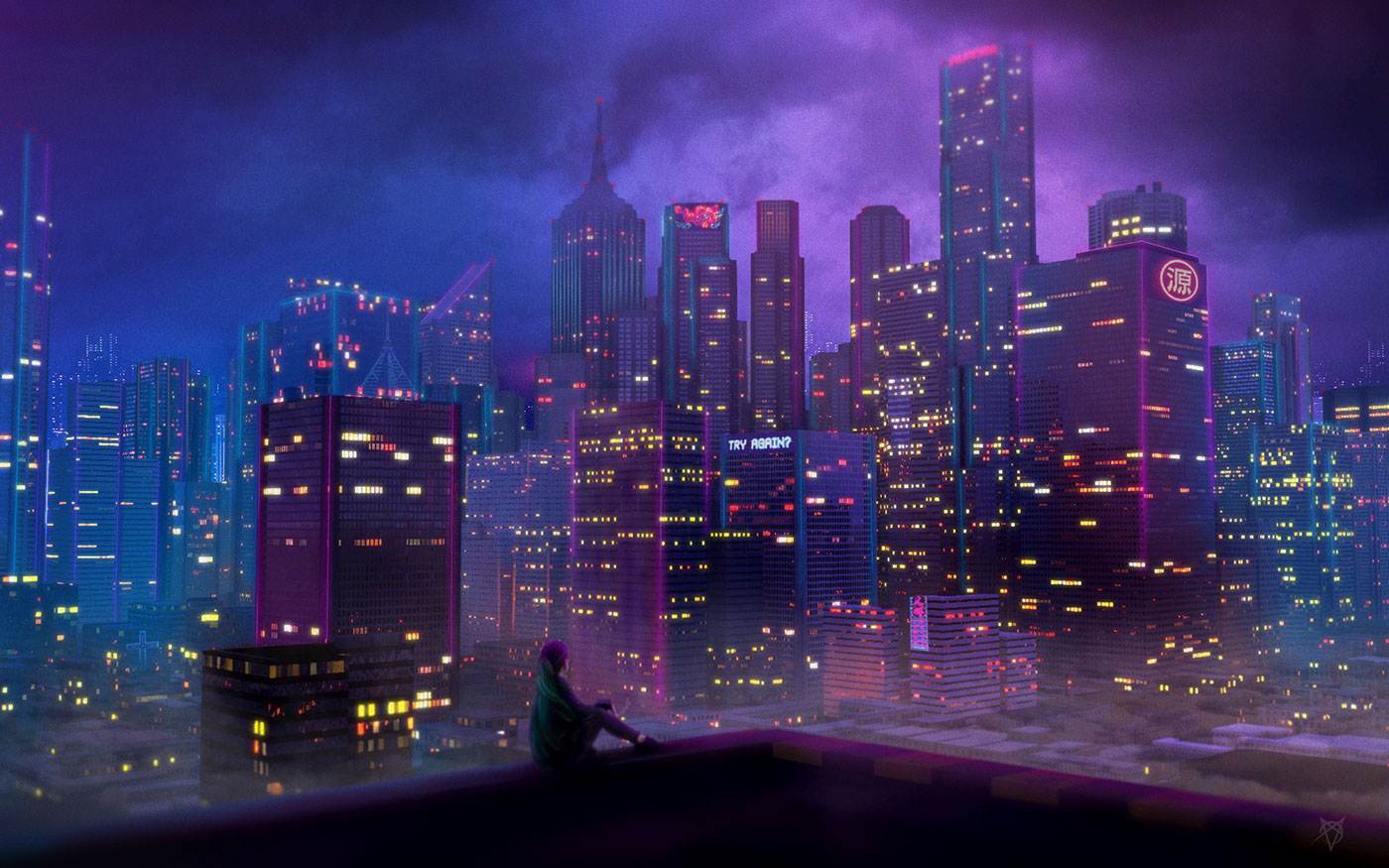 Matte Painting fantasy neon retrowave CG Digital Art  Synthwave ILLUSTRATION 