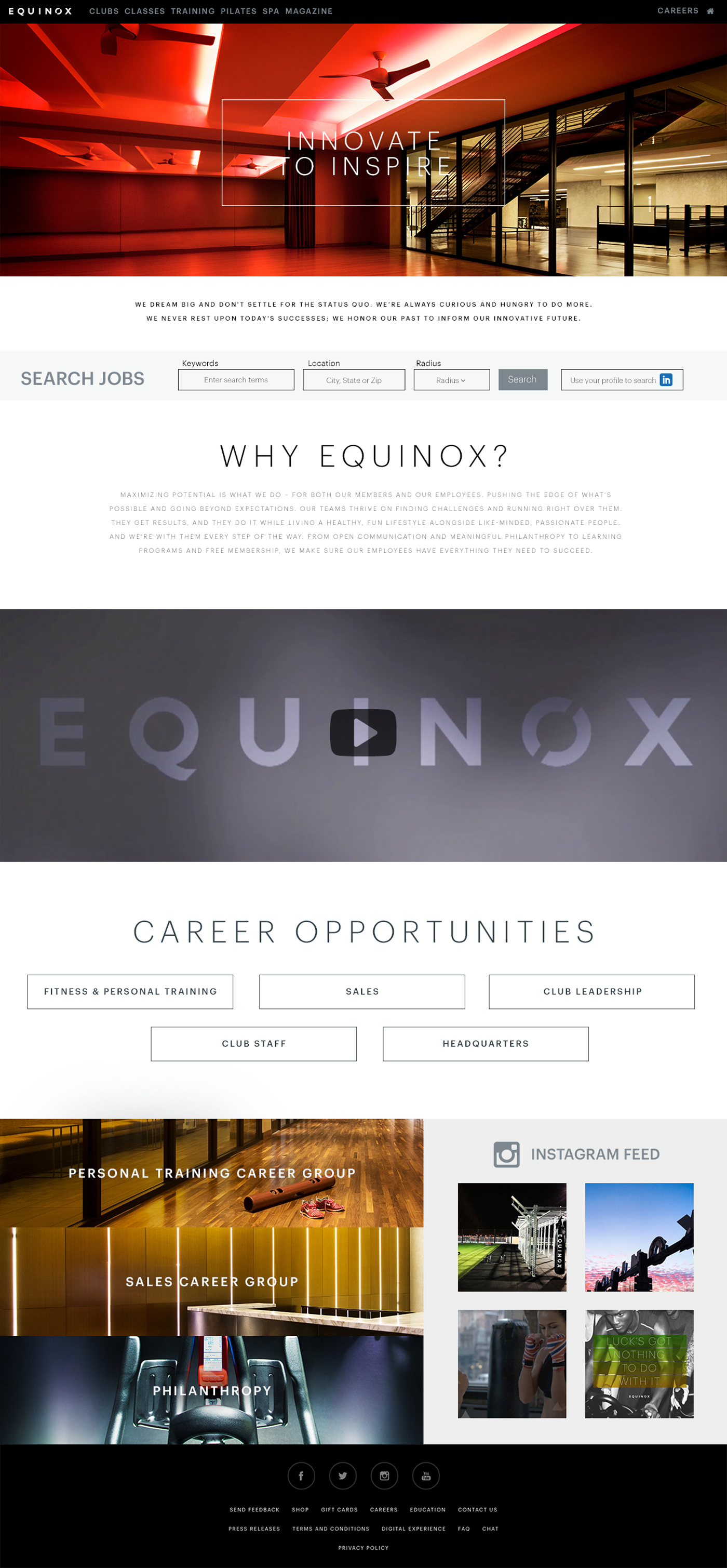 Web Design  UI/UX fitness lifestyle Equinox