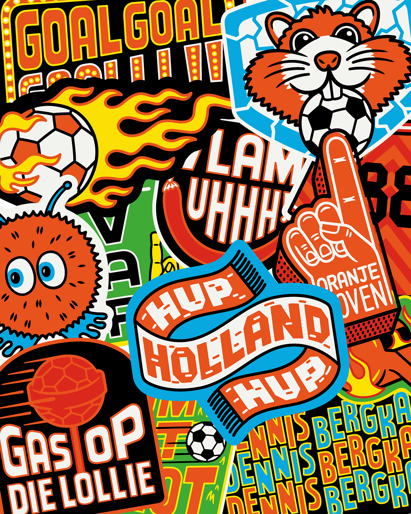 ILLUSTRATION  sticker vector digital illustration dutch Holland Netherlands graphic design  Albert Heijn justin poulter