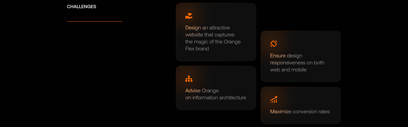 Web Design  Website dark mode UI/UX Telecommunication Telecom orange Website Design Service Website animation 