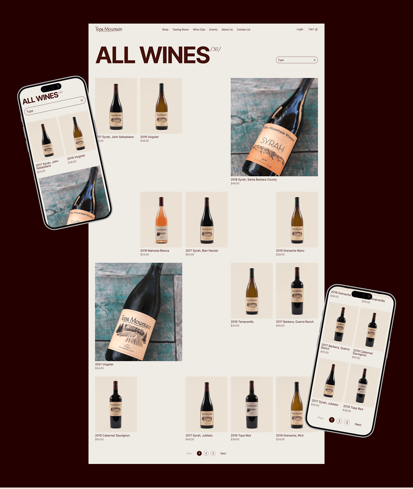 Webdesign UI/UX winery e-commerce website redesign winewebsite Winery website ui design Topa Mountain Winery concept