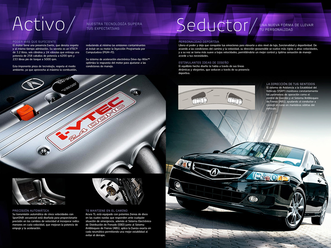 graphics editorial diseño grafico cuadriptico quadriptych print impresos Acura tsx lanzamiento