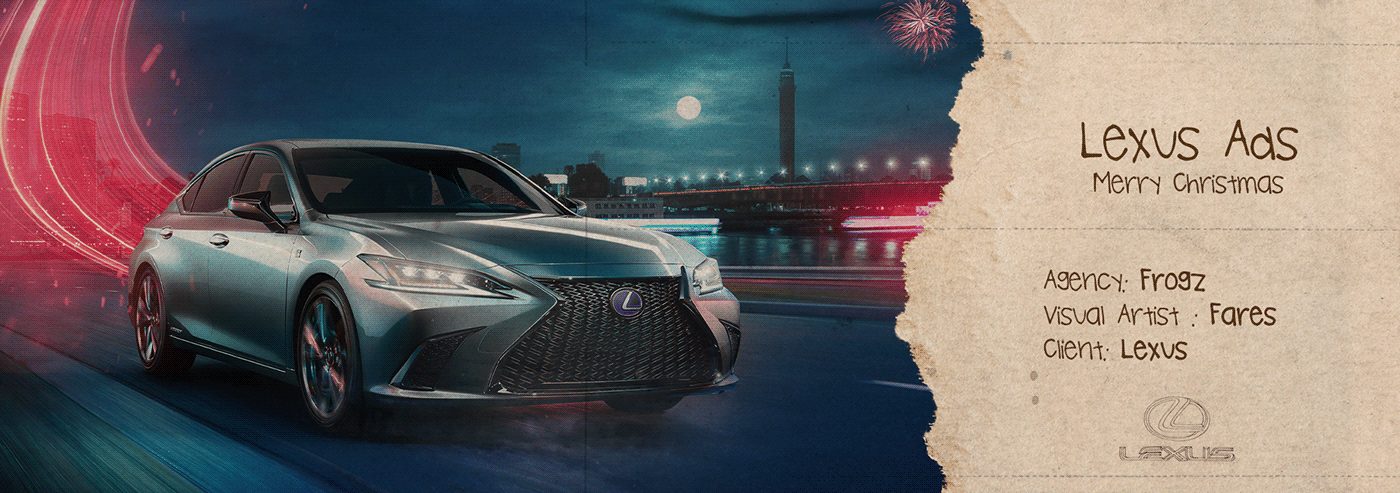 Advertising  artwork automotive   car egypt Lexus maniplation Merry Christmas new year night