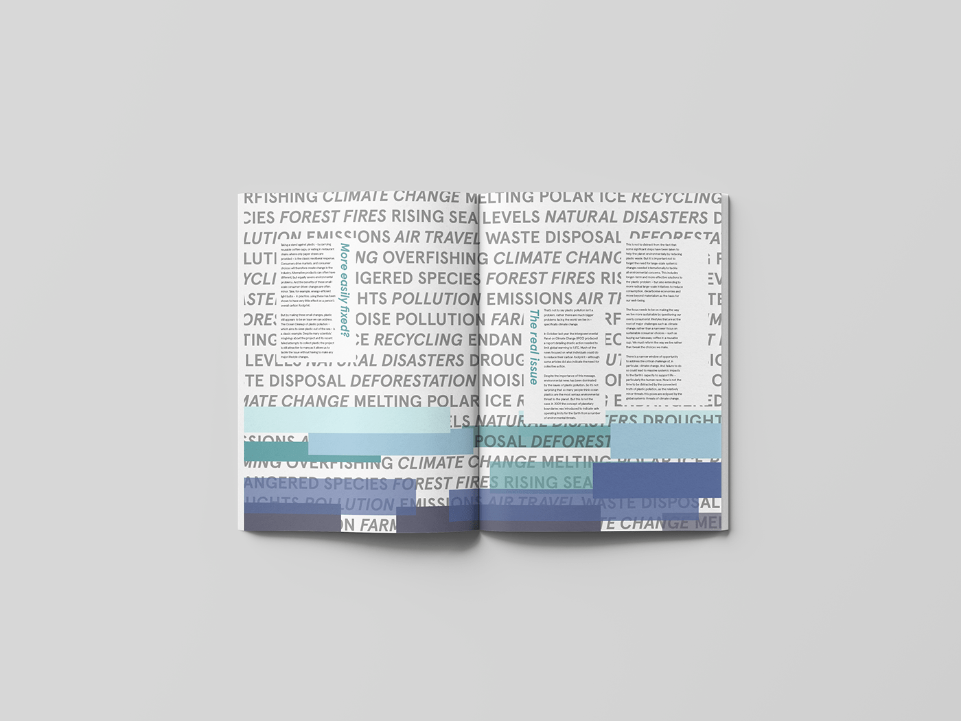 abstract adobe climate change editorial InDesign magazine plastic typography  