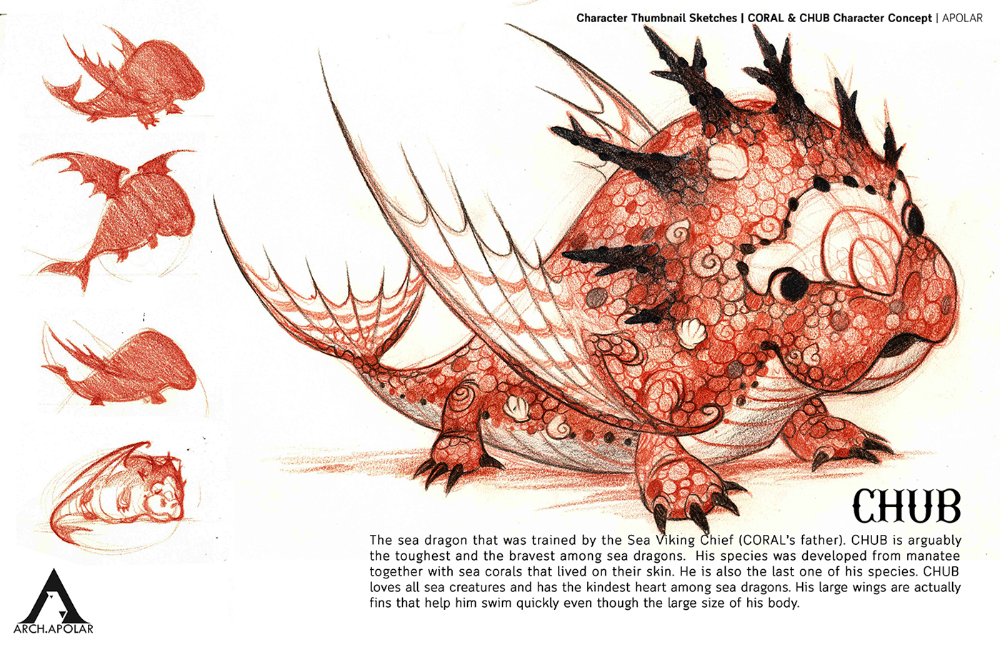 Character design  dragon coral seashell traditional drawing hand drawing animation 