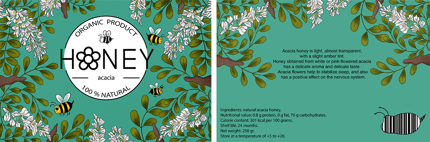 art bee Food  honey ILLUSTRATION  Illustrator Logo Design package Packaging product design 