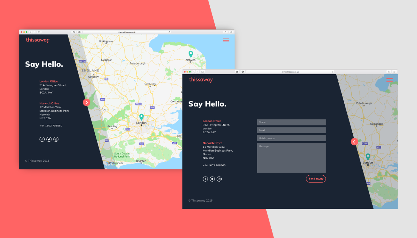 Web Website thissaway London direction flat user interface colours Responsive design