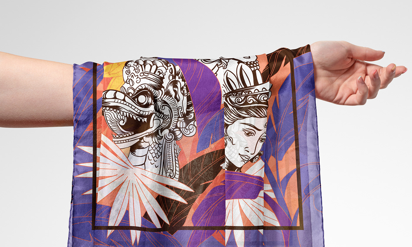 Clothing Fashion  ILLUSTRATION  leaf pattern print silk scarf streetwear textile design  textile