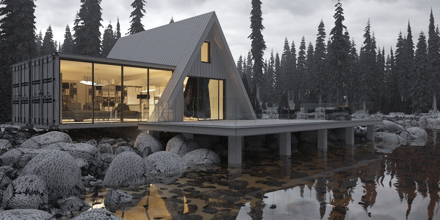 norway Lake house exterior design 3d Visualizations 3ds max corona render  BlackBell