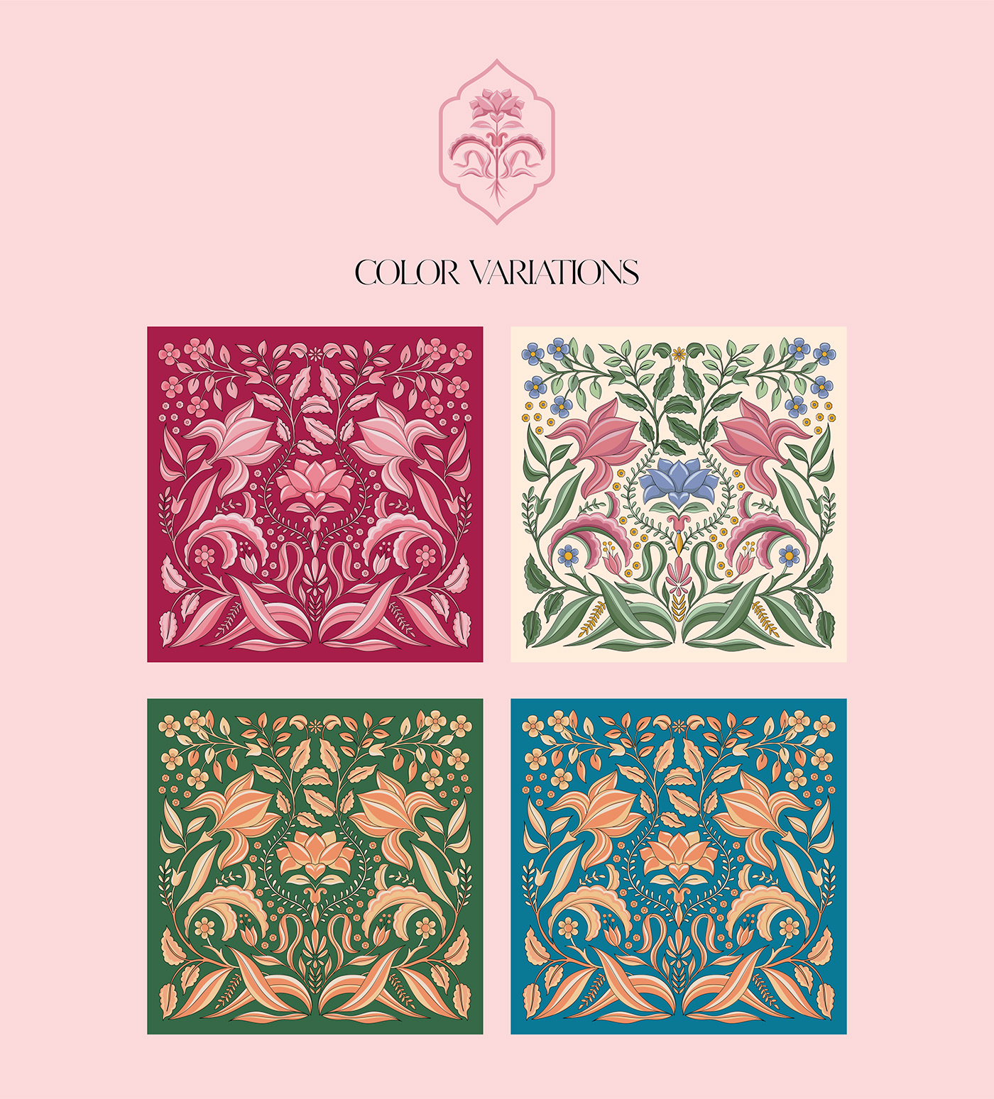 pattern design  mughal botanical floral pink Stationery indian ILLUSTRATION  vector