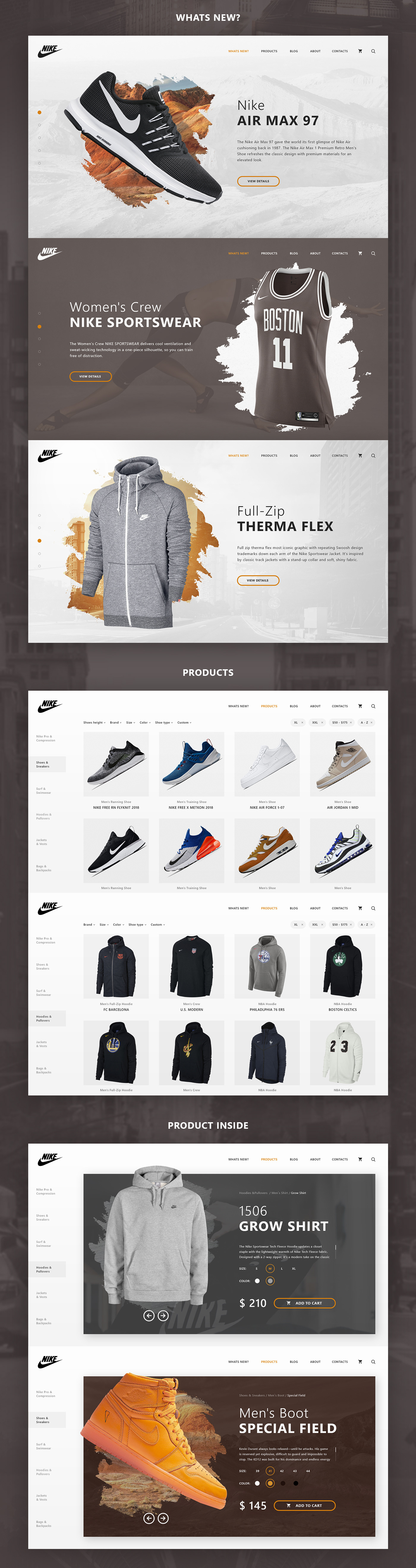Nike shop online shirt shoes sneakers online store Online shop ui design