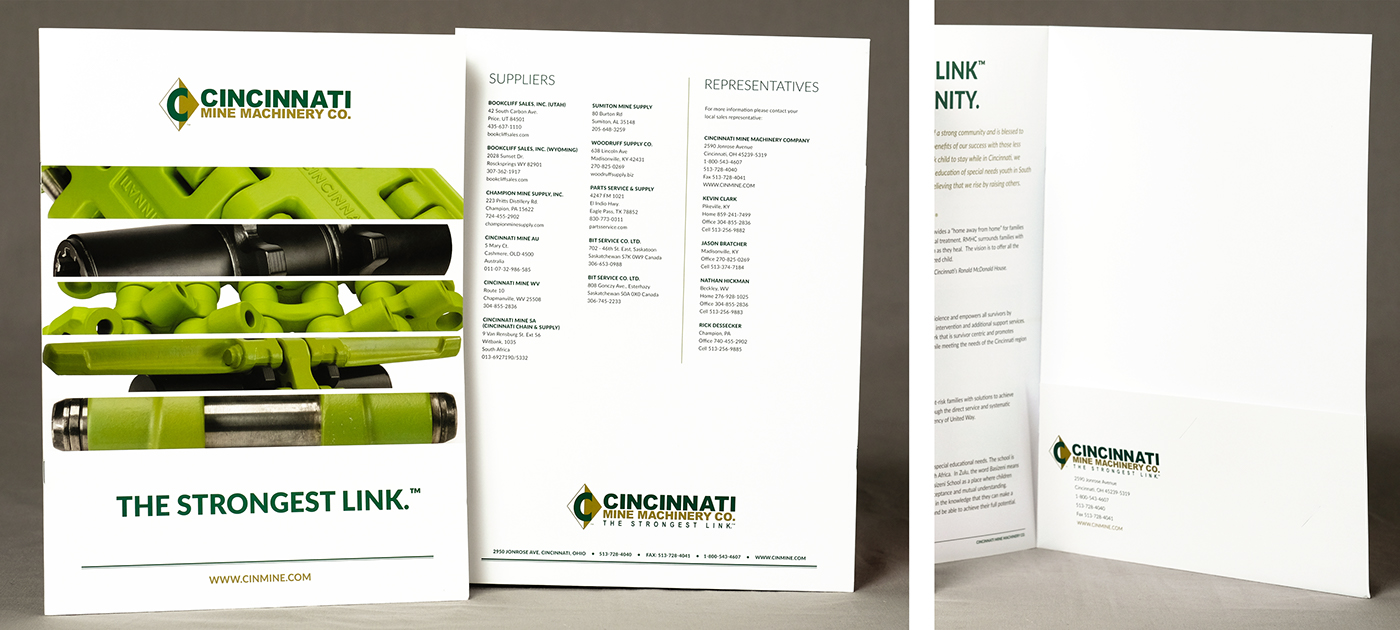 marketing   branding  print design  Cincinnati Mine Machinery look book Fusionwrx design print layout