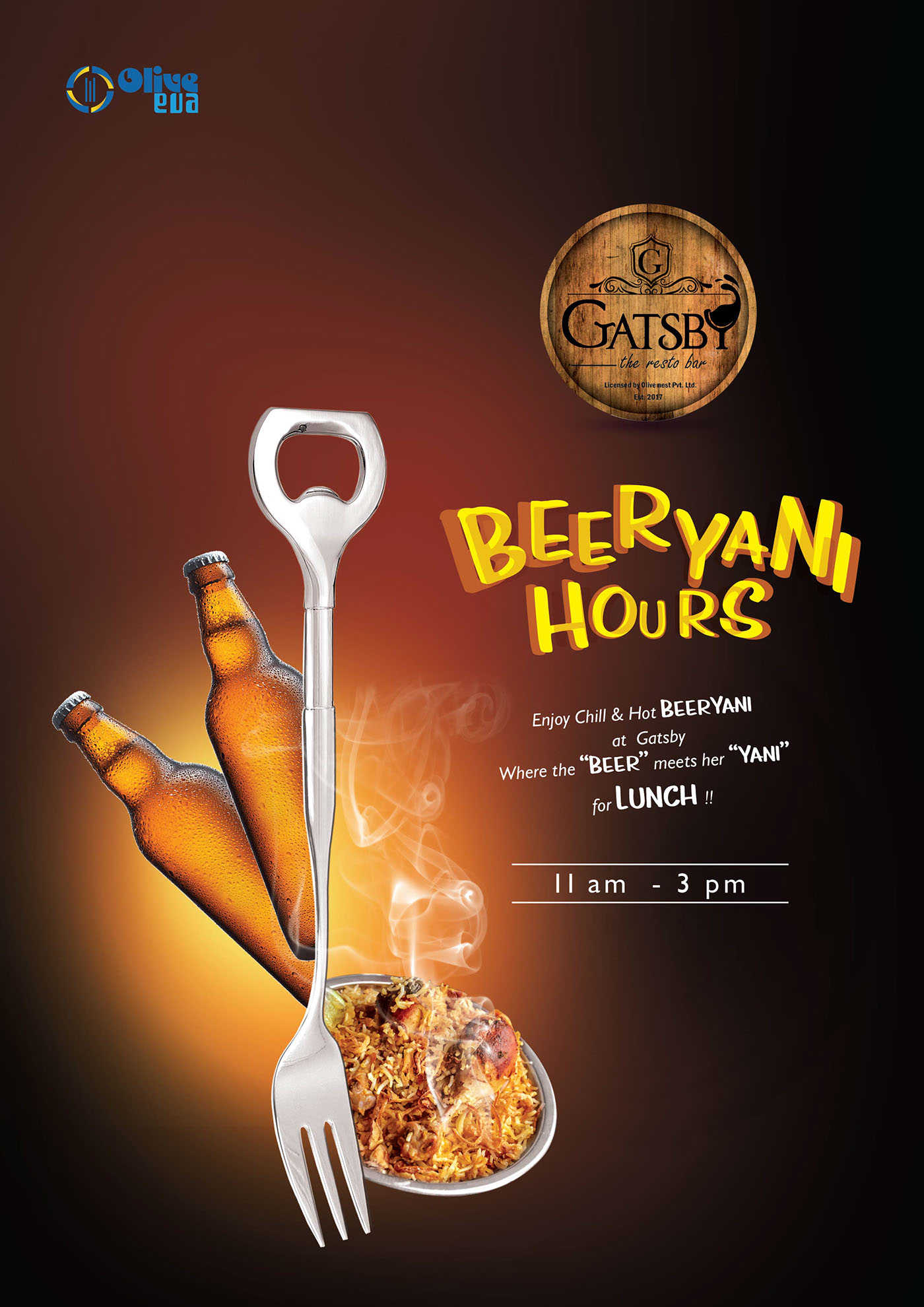 beer Biriyani Food  creative Advertising  ads India Kochi kerala artwork