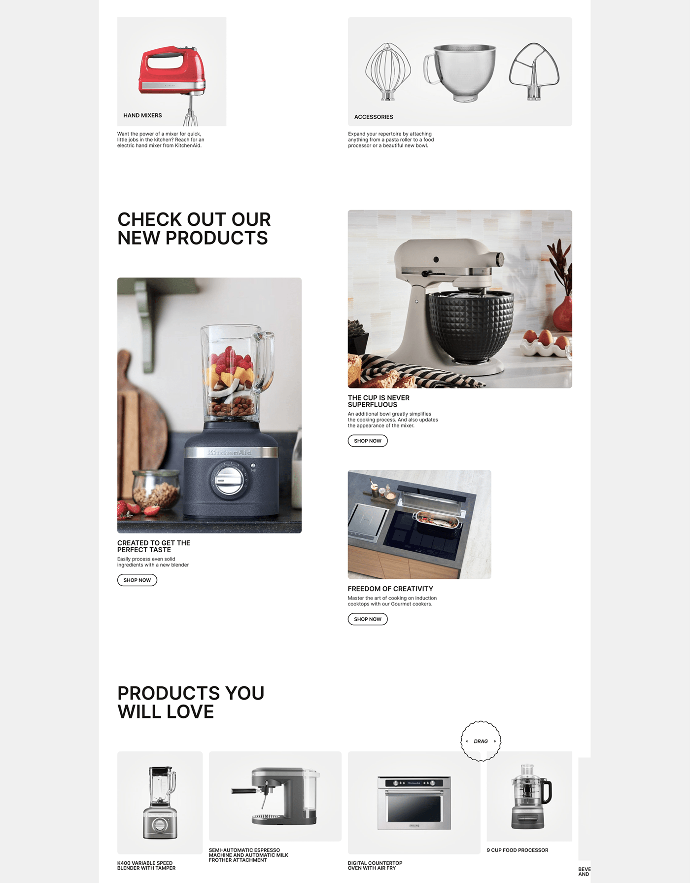 appliances concept Ecommerce kitchen KitchenAid ux/ui Web Design  Website