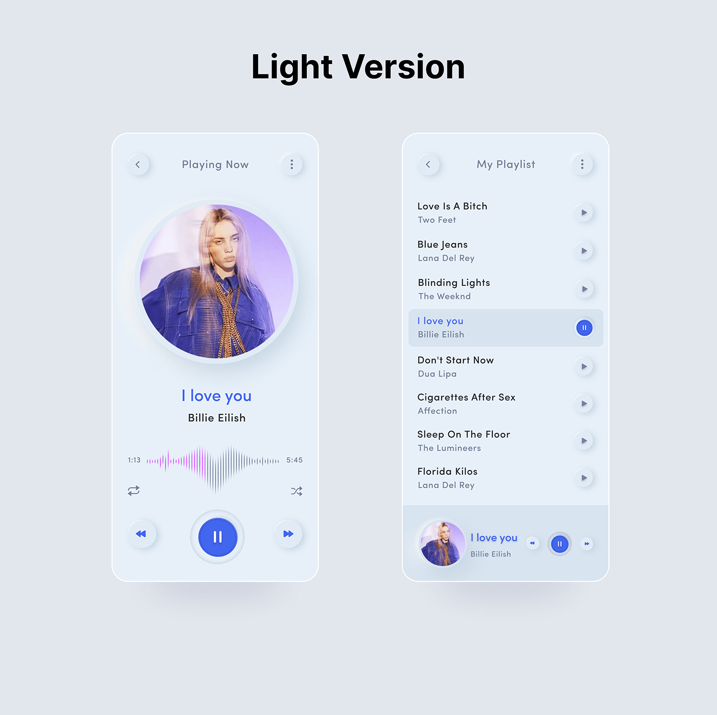 app application dark mode design light mode Music Player shadow skeuomorphic UI ux