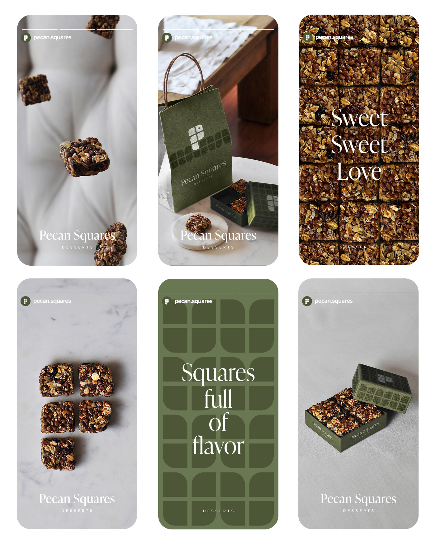 Pecan Square dessert stories design for social media platform Instagram