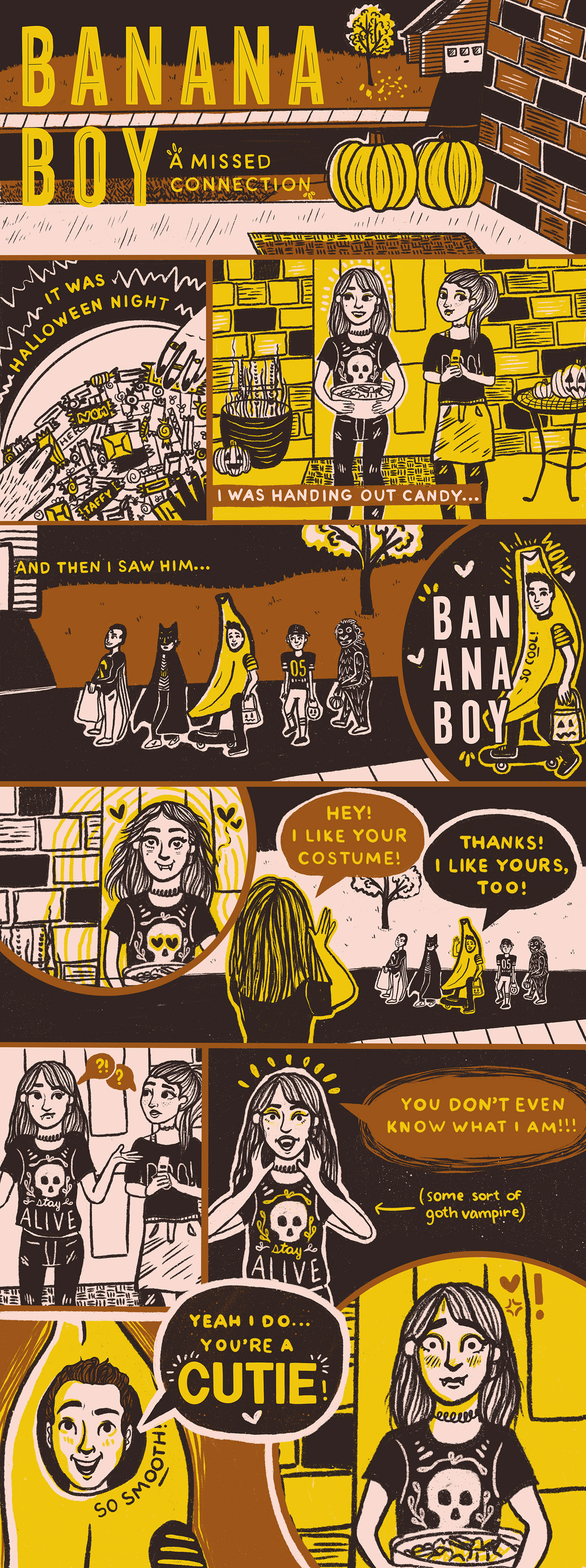 Halloween comic ILLUSTRATION  storyboard banana funny Digital Art  graphic design  yellow Illustrated Comic