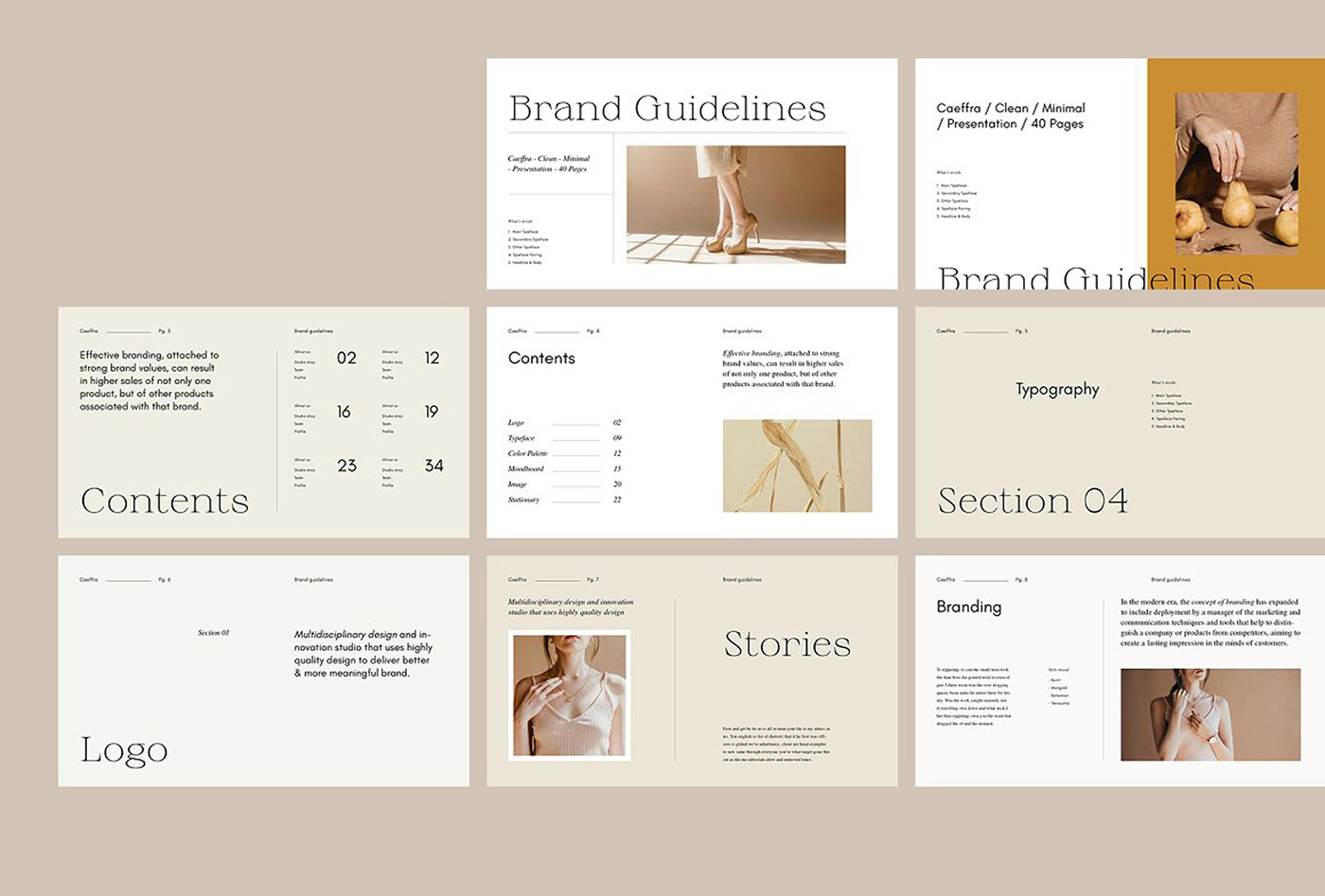 Brand Guideline brand manual brandbook branding  clean minimal Powerpoint presentation