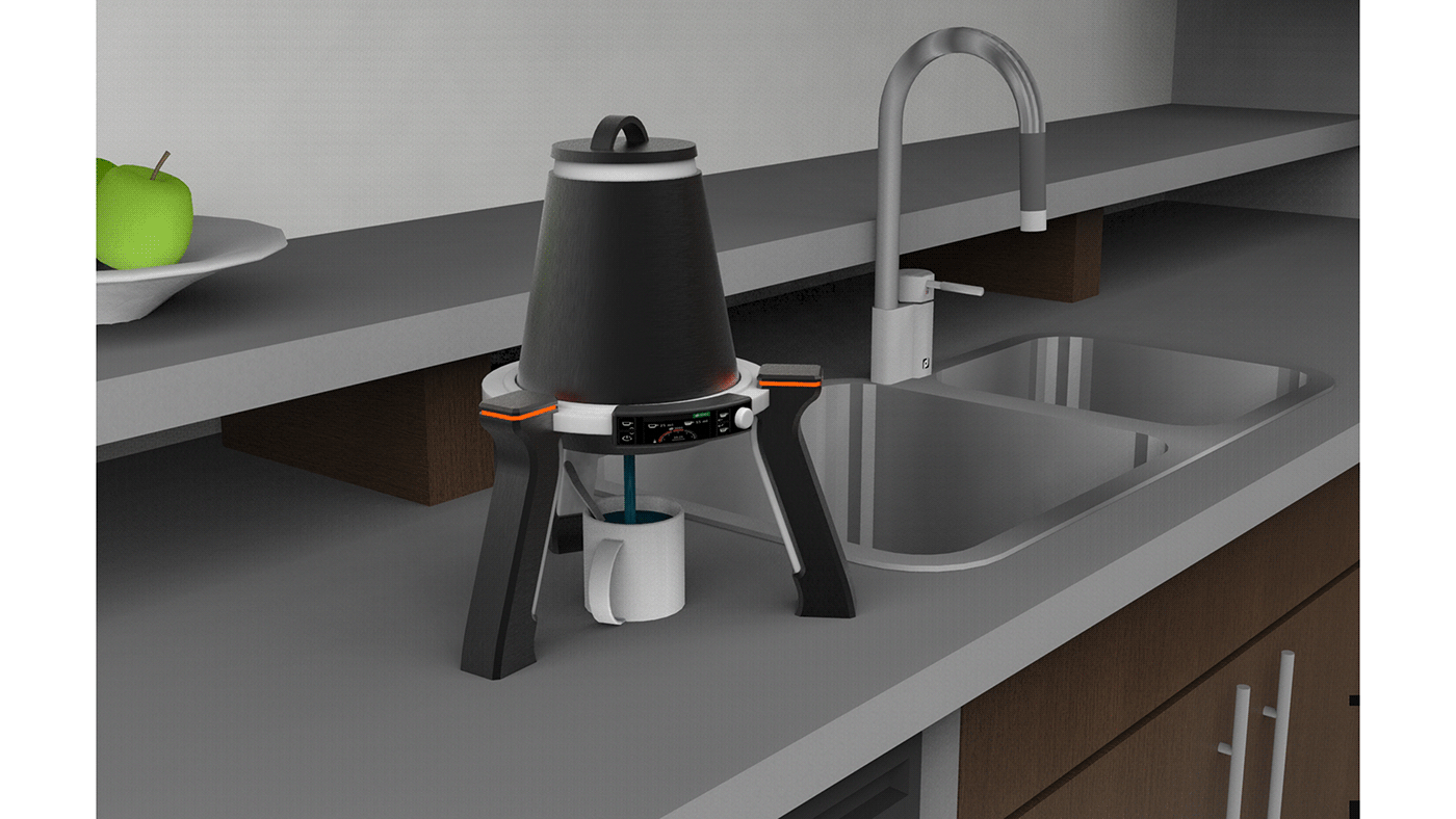 kettle Solidworks Render keyshot industrial design  product design  Coffee Maker Coffee machine rendering Renders