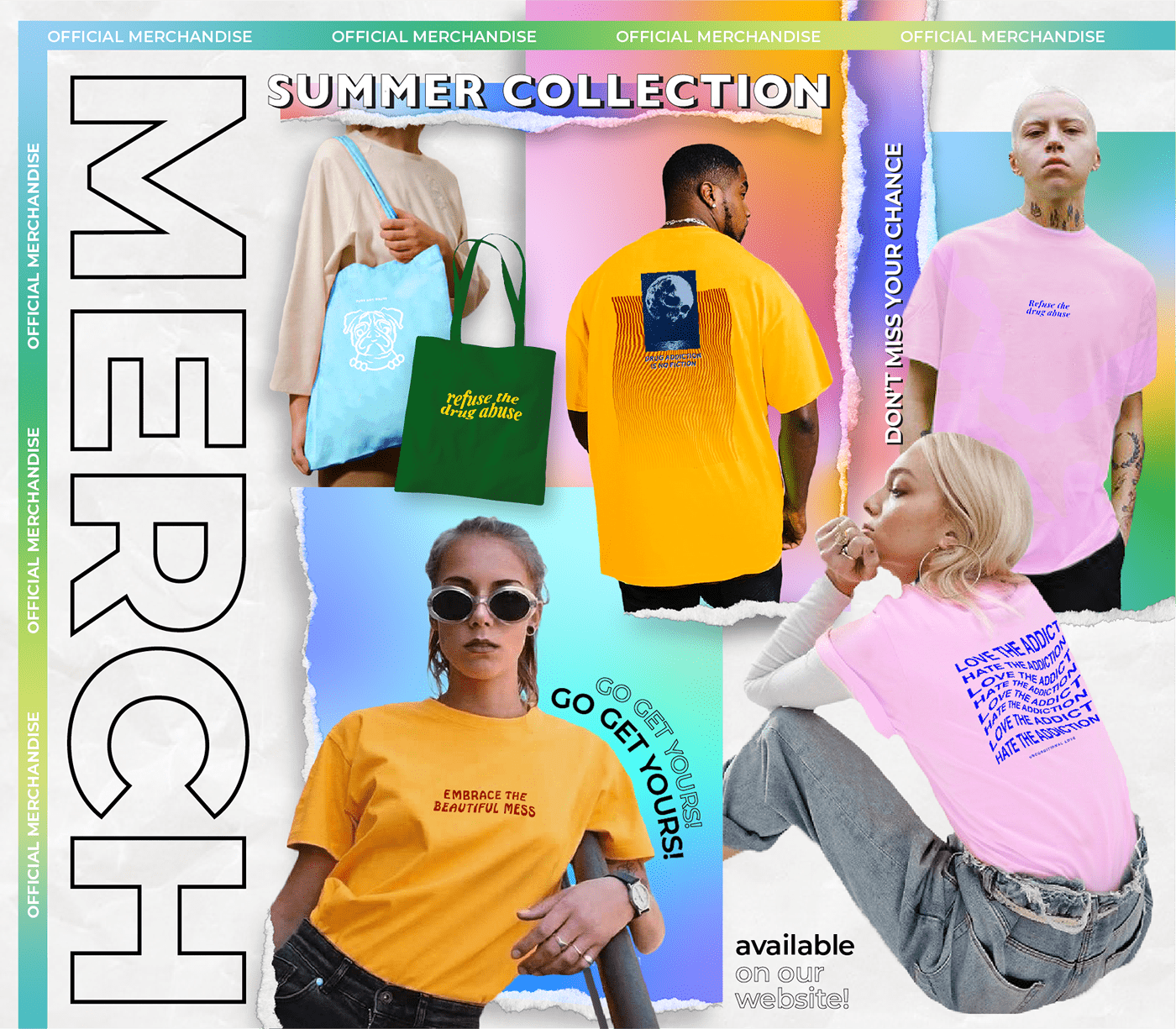 adobe. fashion. gradient. Graphic Design. merchandise. refuse drug abuse street style. Summer. t-shirt. tote bag.