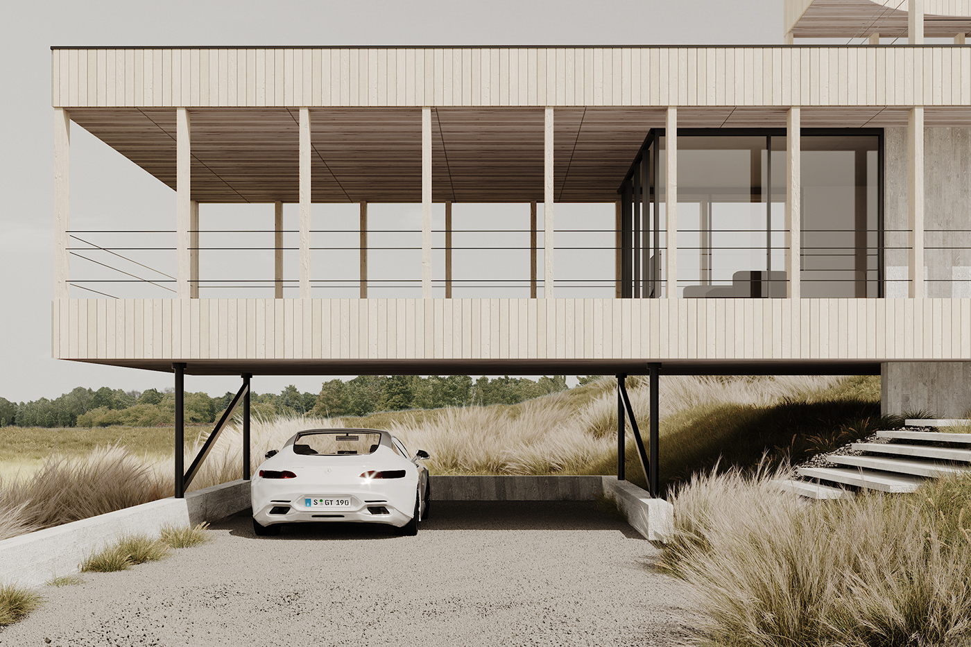 3dsmax architecture archvis CGI corona design house Landscape minimalist wood