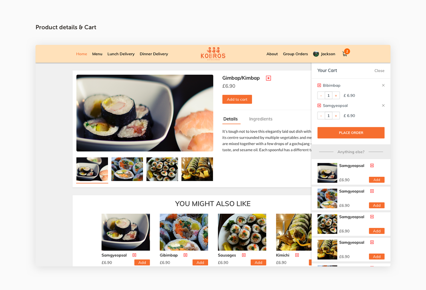 Website Design ui design Website user interface korean food website Food Order Website online korean food food delivery 3kobros Web Design 