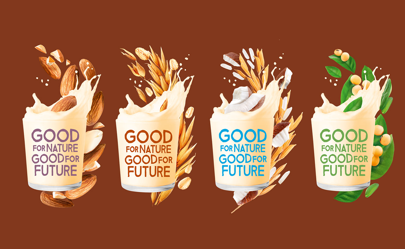almond branding  Logotype milk non-dairy Oat Packaging Plant Rice soya