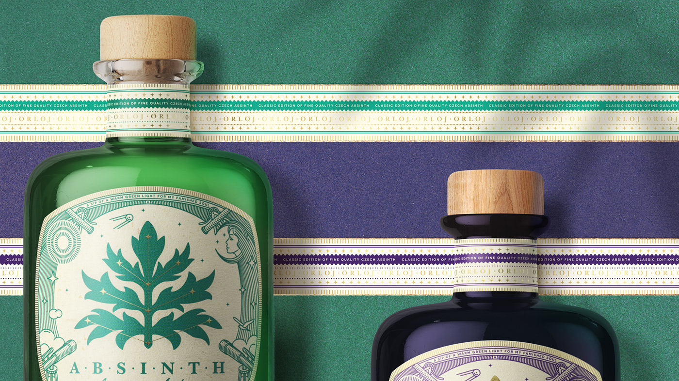 absinth alcohol amoth beverage branding  Czech Republic graphic design  Label visual identity amothstudio