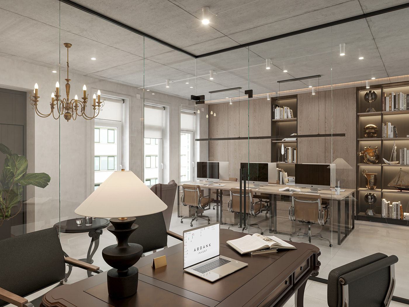 interior design  visualization 3ds max Office Office Design Antiques vintage Investment reception workspace