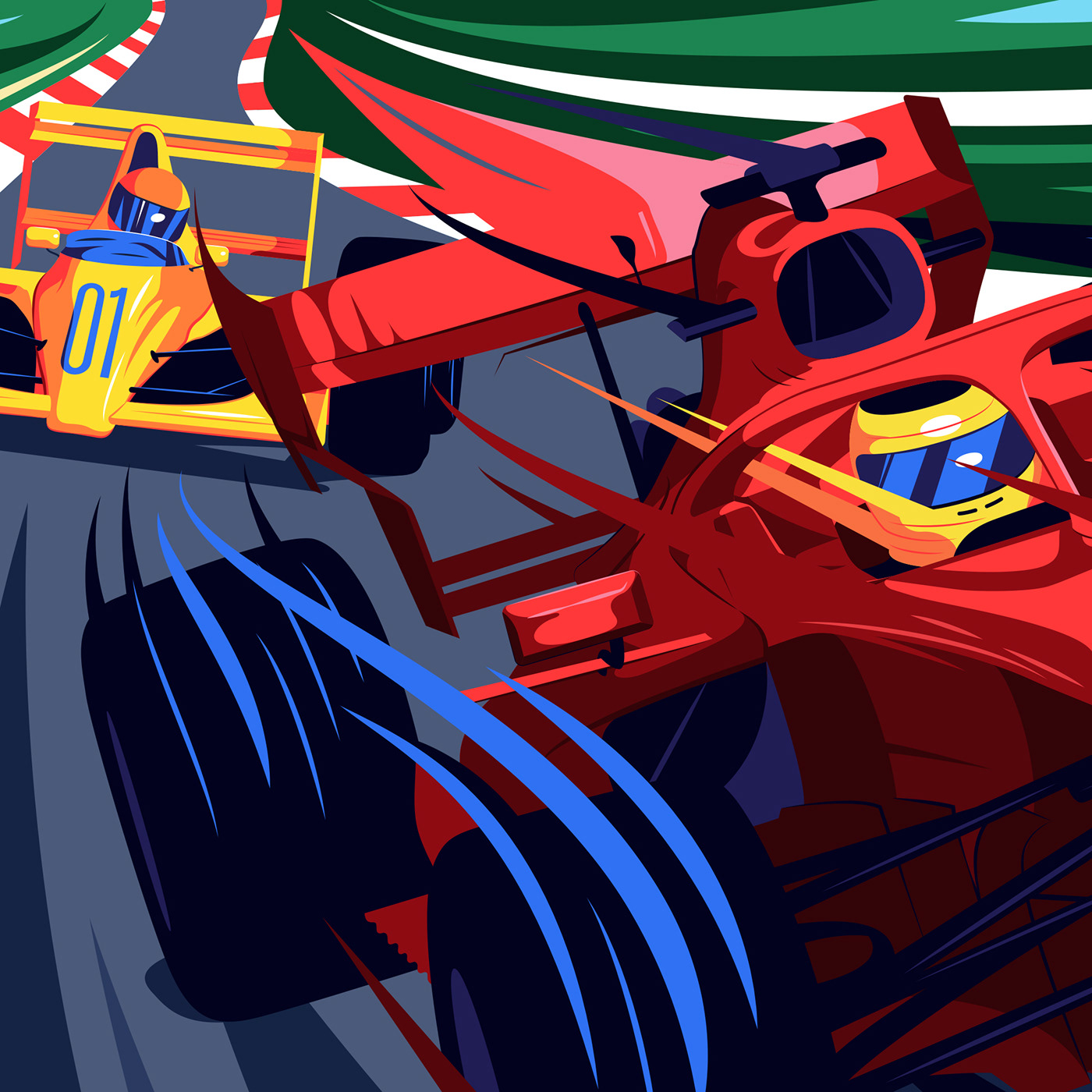 car draw FERRARI Formula1 GRAND PRIX ilustracion McLaren Montmeló