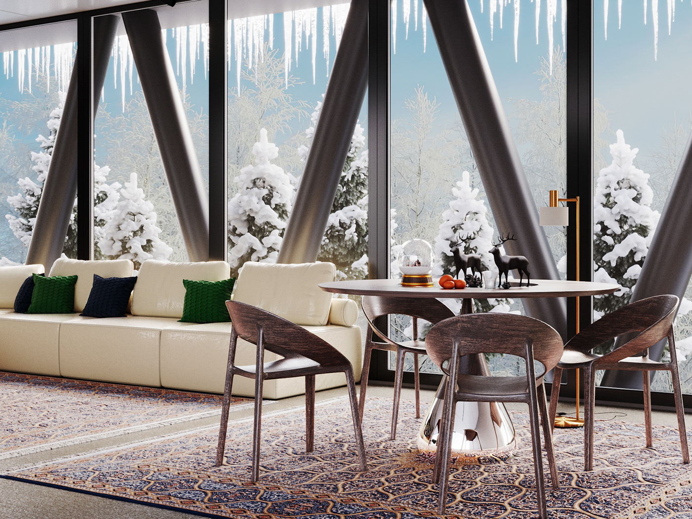 3ds max visualization interior design  corona living room Crismas crismas tree Adobe Photoshop