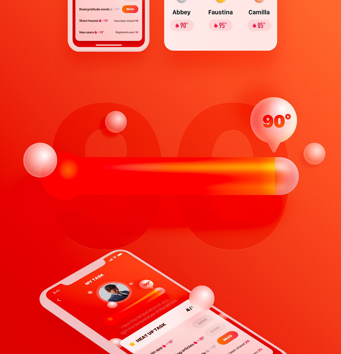 3D heat product realistic task UI ux frosted glass Hot Icon