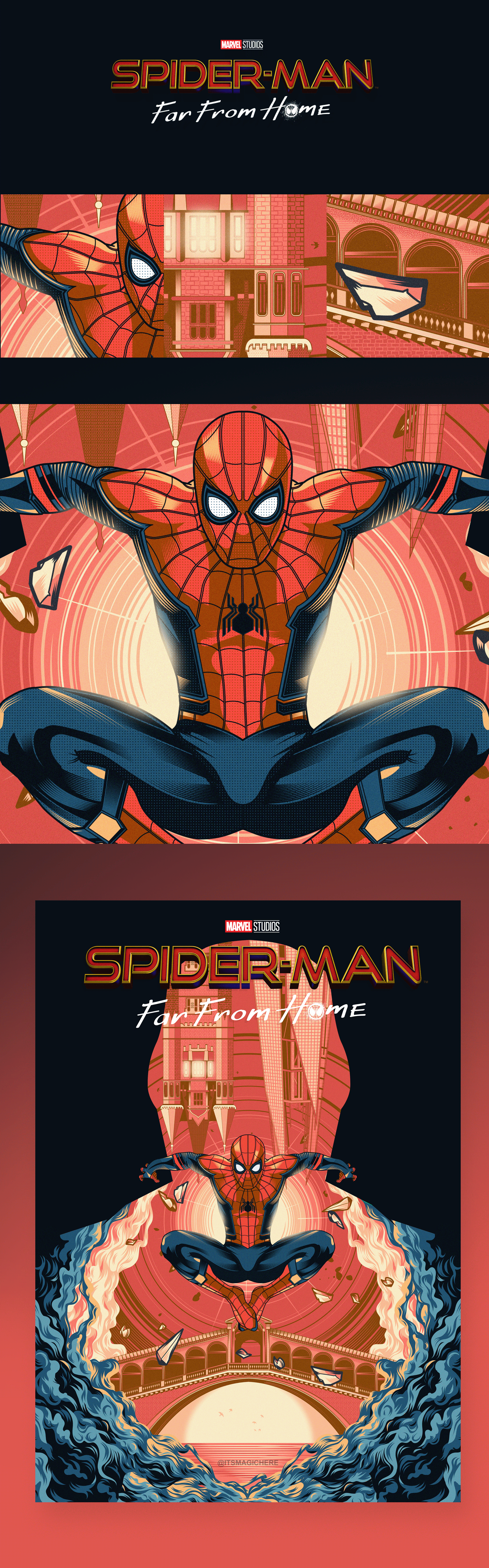 spiderman poster marvel movie Avengers alternative poster far from home ILLUSTRATION 