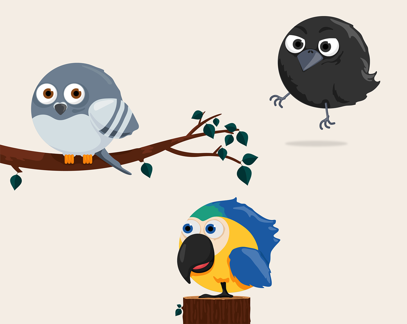 animal bird birds cartoon Character Character design  children illustration cute Nature