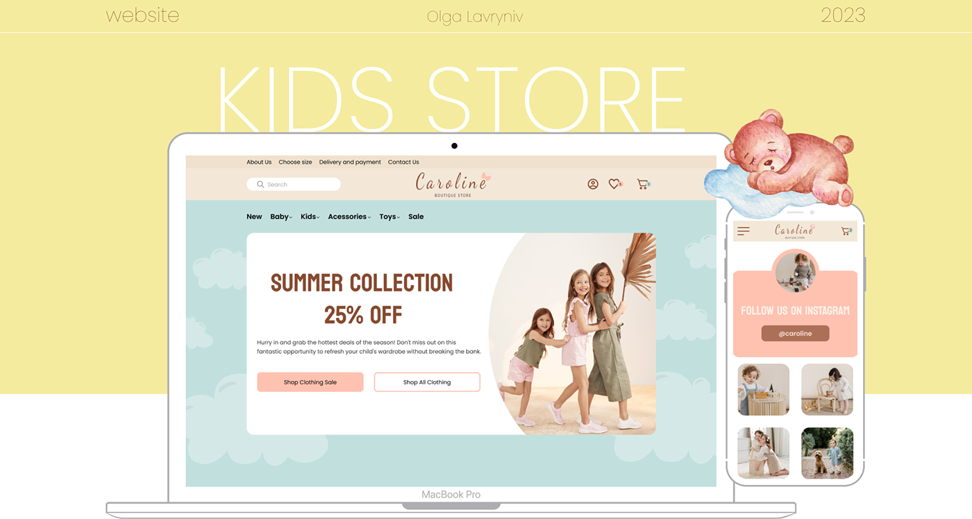 baby kids children babystore Website Website Design UI/UX Figma Kidsshop kidsstore