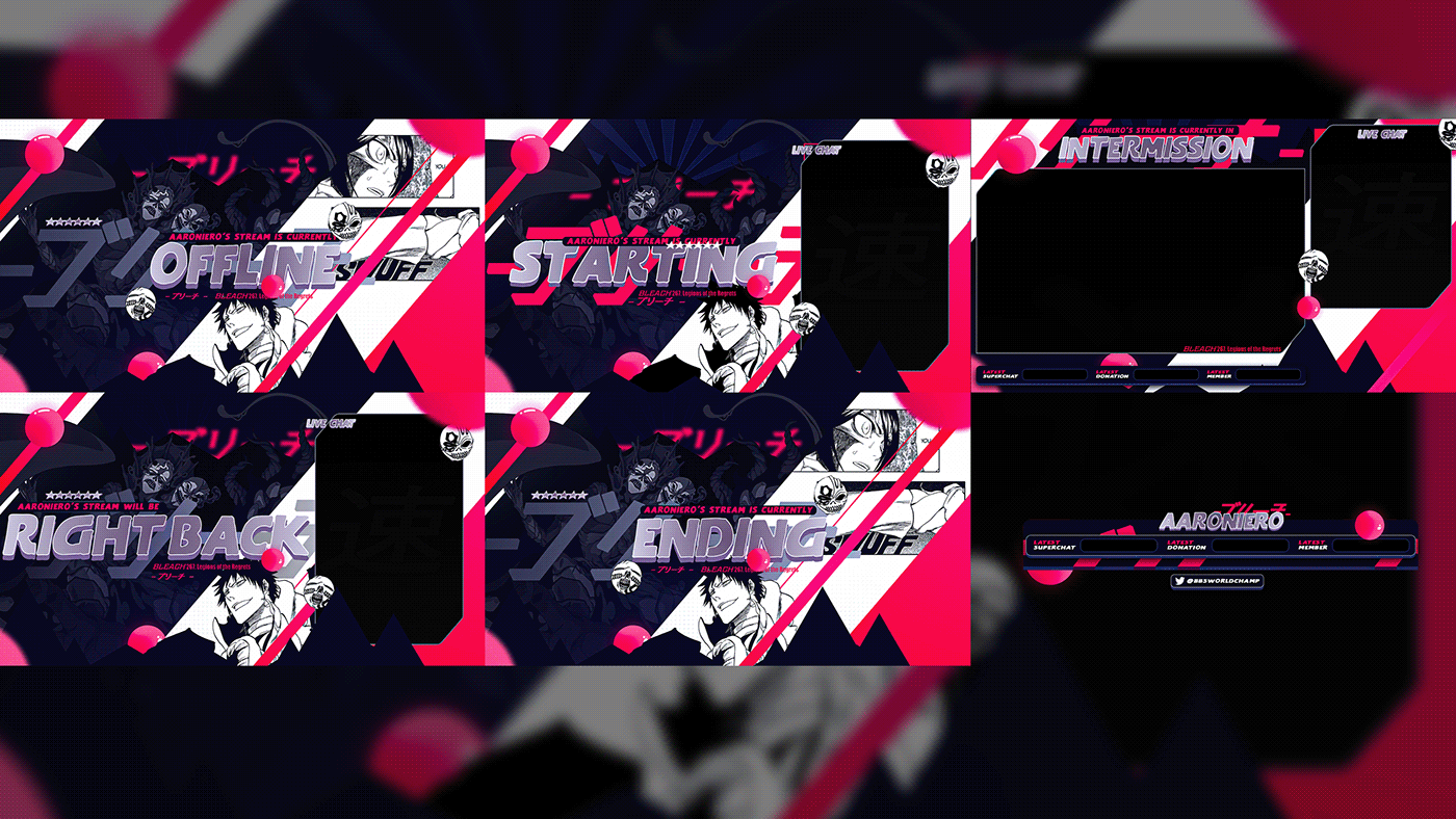 anime Facecam Gaming graphics starting stream Twitch youtube stream overlay stream package