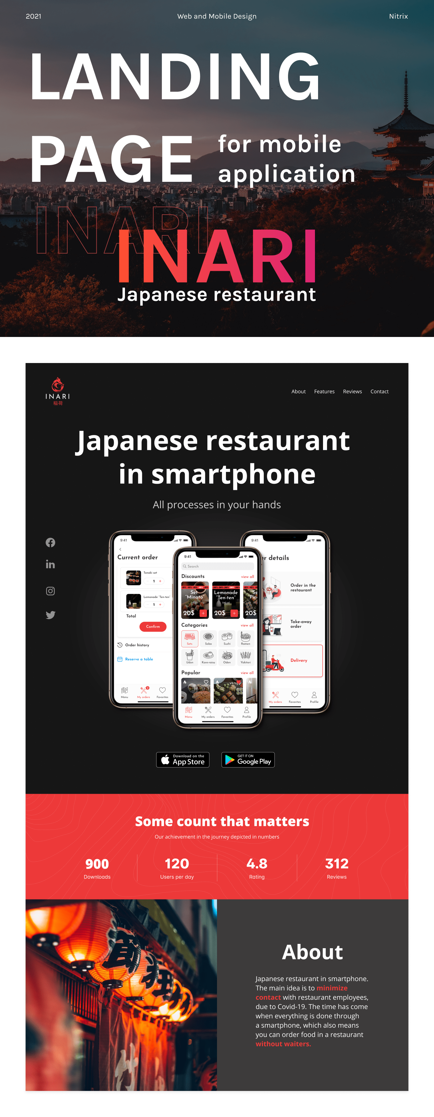 delivery japan landing landing page mobile mobile app design restaurant UI/UX Design Web Web Design 