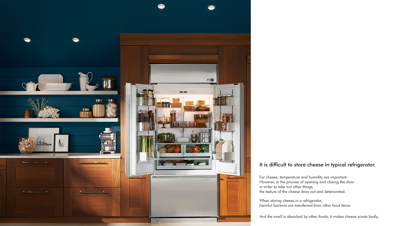 Cheese product refrigerator showcase branding  fridge taekwon food culture electrical appliance adobeawards