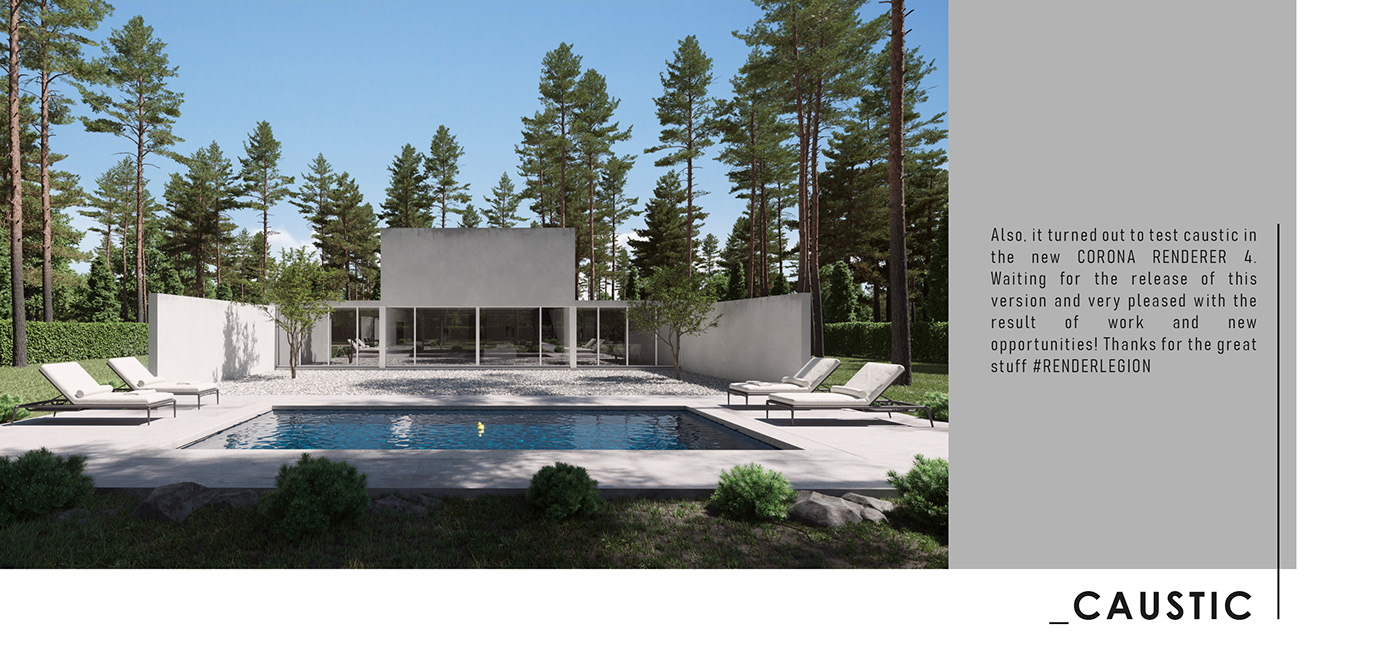 forest house CGI architecture Render CoronaRender  visualization Nature Pool 3D