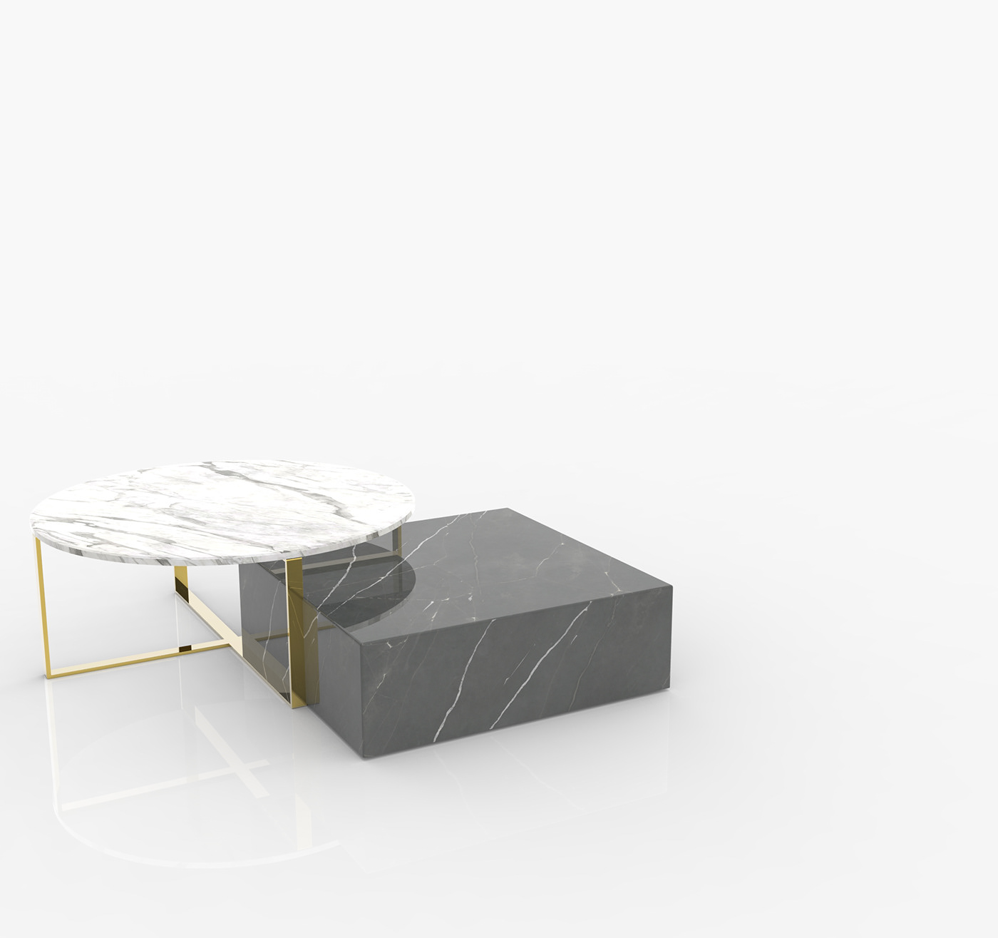 coffetable composition cube furniture Marble Ongoing Project productdesign stainless steel table