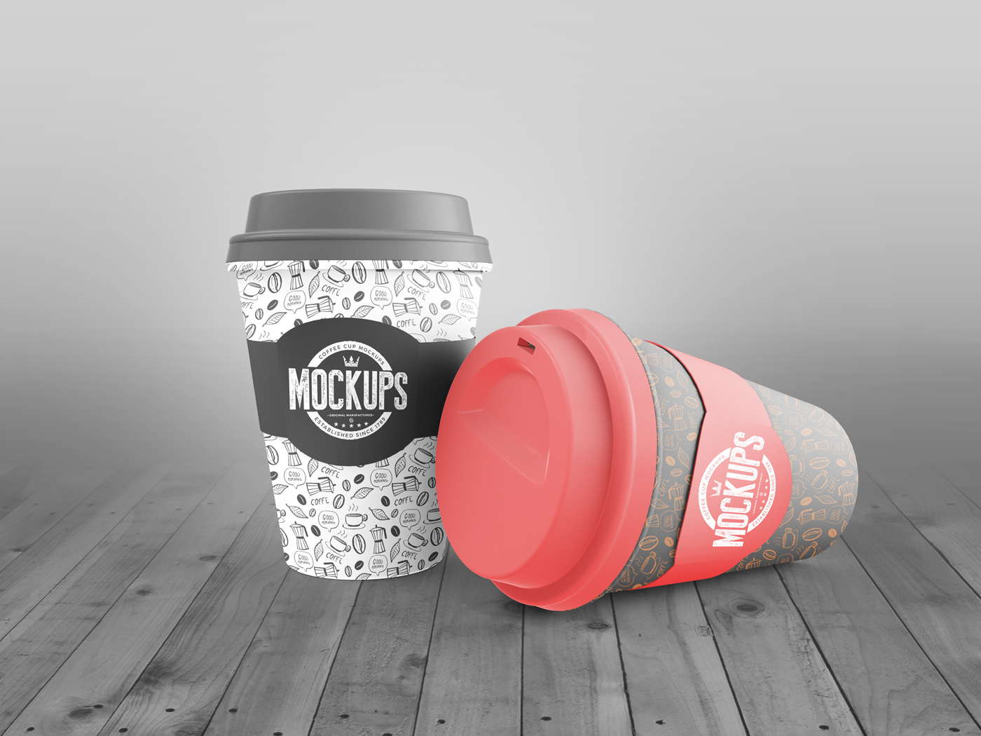 mockups coffee cup cup Coffee Packaging showcase branding  logo 3D mock-ups