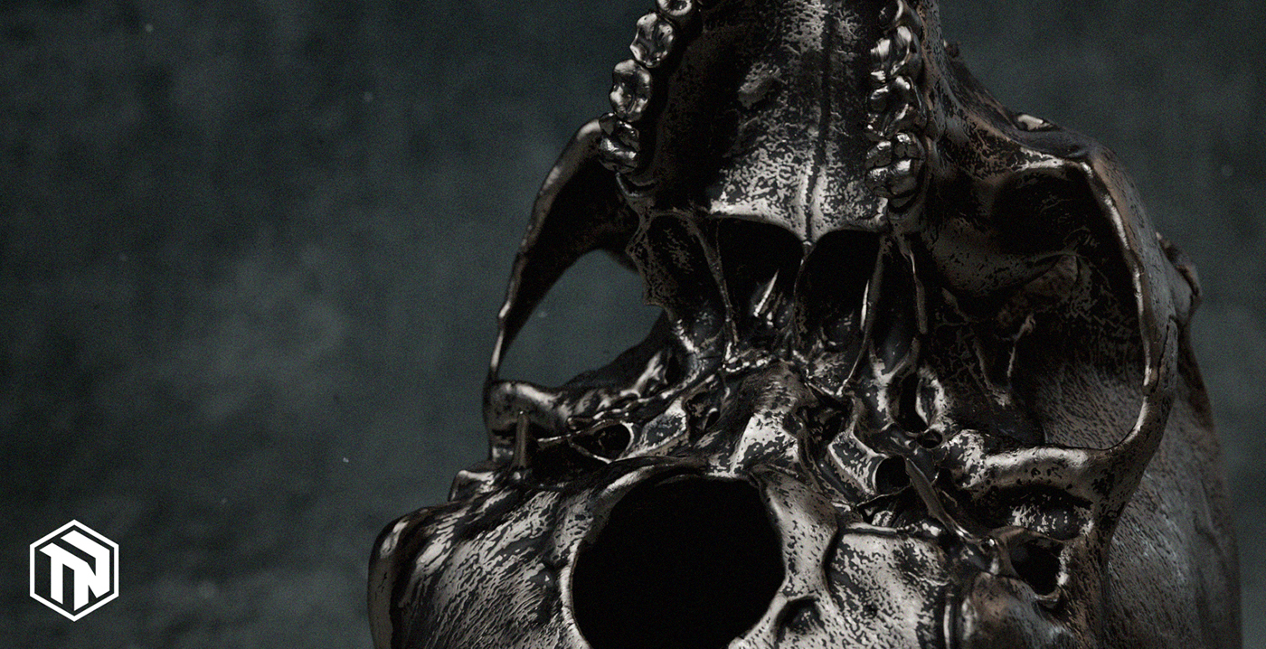 skull material Zbrush Sculpt metal Cranium anatomy clay 3D CGI