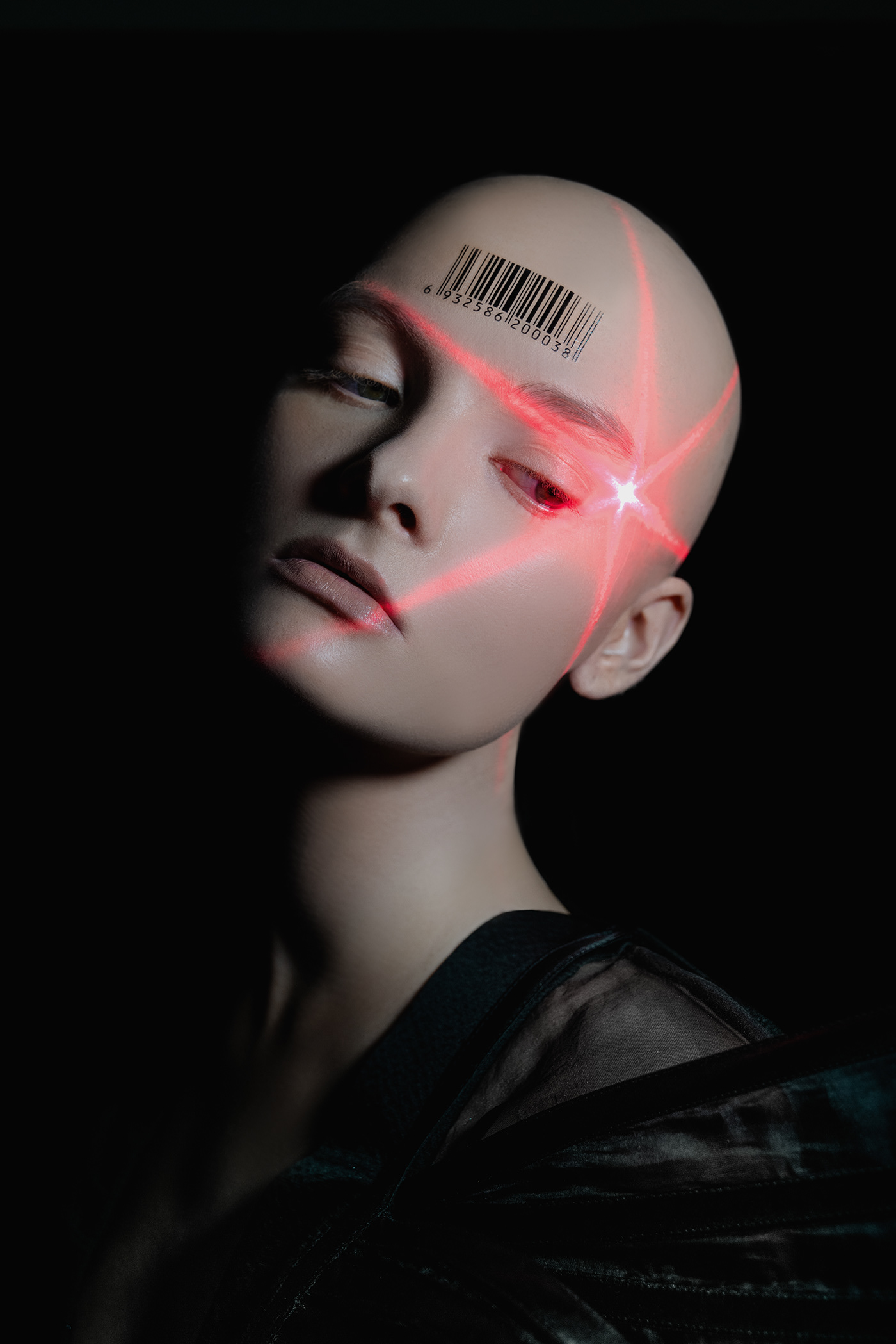 neon bold alien portrait bar code cover lazar studio art future